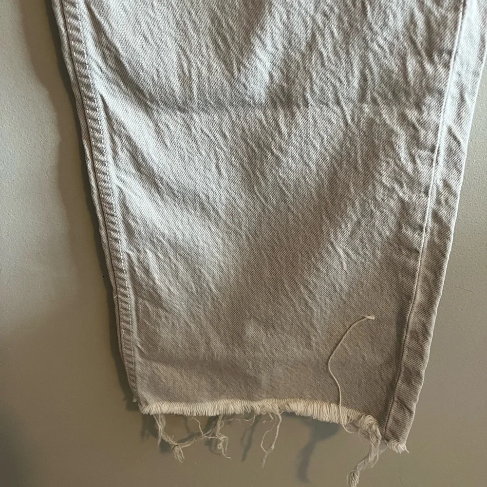 ZARA gray & white tie dye Grunge Pant Raw Hem wide Leg High Rise Jean size small